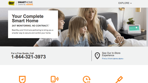 Best Buy Vivint 'Complete Smart Home' Web Page